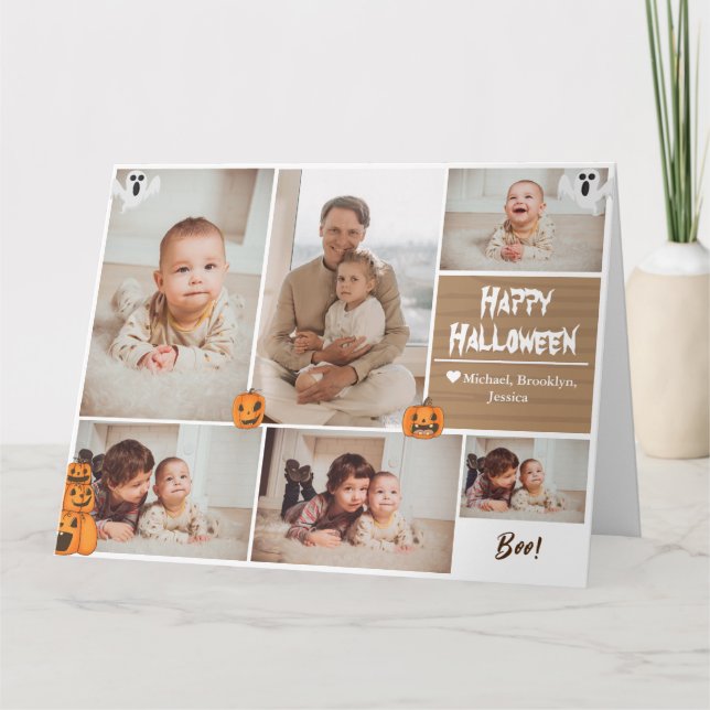 Einfache zeitgemäße Halloween-Foto-Kollektion Karte (Vorderseite)