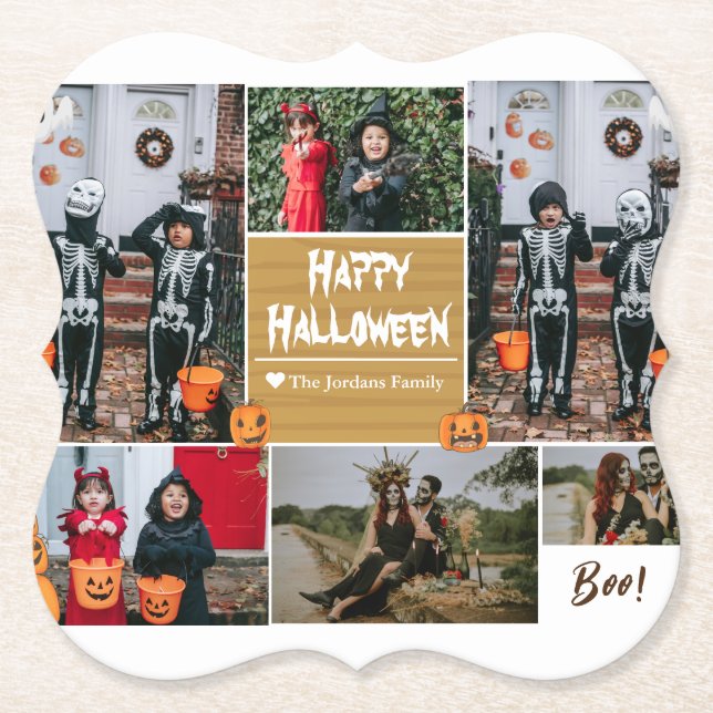 Einfache zeitgemäße Halloween-Foto-Kollektion Untersetzer (Vorderseite)