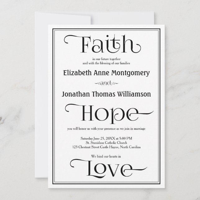 Einfache, zeitgenössische Christliche Hochzeitsein Einladung (Vorderseite)