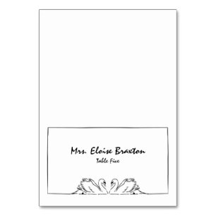 Einfache zeitlose, handgeschriebene Swan-Illustrat Tischnummer