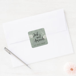 Einfache zeitlose Hochzeitsaufkleber und Etiketten Quadratischer Aufkleber