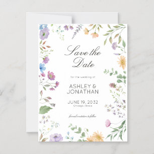 Einfache, zeitlose Wildblume Hochzeit Magneteinladung