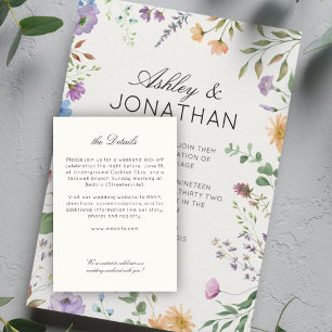Einfache, zeitlose Wildblume Weiße Hochzeit Begleitkarte