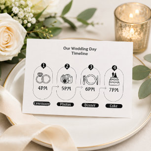 Einfache Zeitplan-Beilagekarte für den Hochzeitsta Begleitkarte