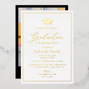 Einfache Zeremonie für den Abschluss von Goldfolie Folieneinladung