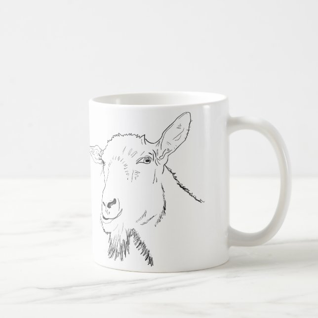 Einfache Ziege Zeichne lustig Kaffeetasse (Rechts)
