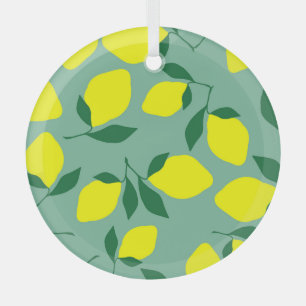 Einfache Zitrone, grüne Hintergrunddrucke. Ornament Aus Glas