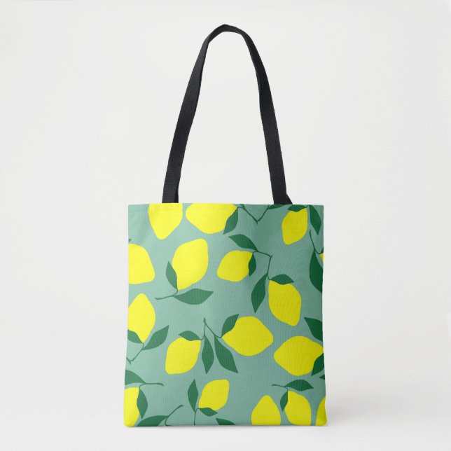 Einfache Zitrone, grüne Hintergrunddrucke. Tasche (Vorderseite)