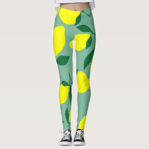 Einfache Zitrone, grüner Hintergrunddruck. Leggings