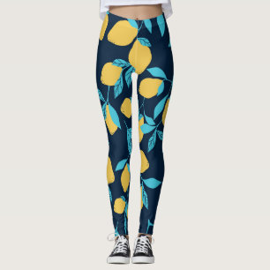 Einfache Zitrusfrüchte: Zitronen auf blau. Leggings