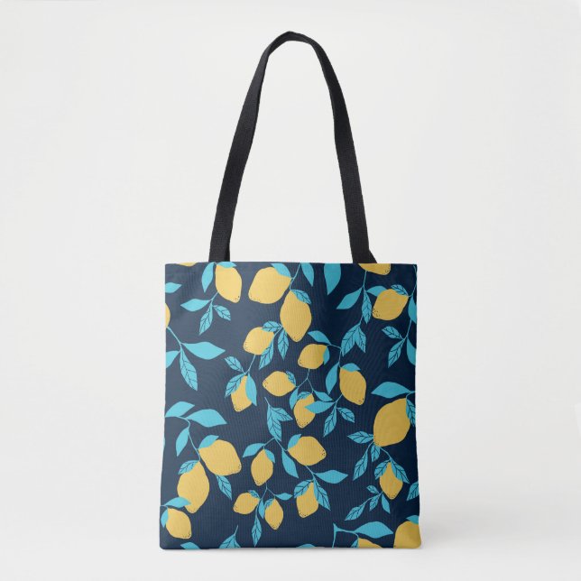 Einfache Zitrusfrüchte: Zitronen auf blau. Tasche (Vorderseite)
