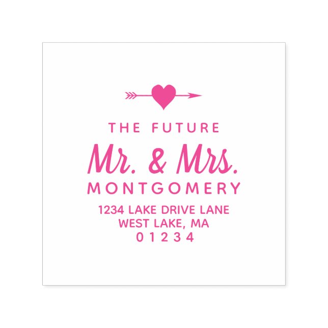 Einfache Zukunft Mr. & Mrs. Heart Rücksendeadresse Permastempel (Design)