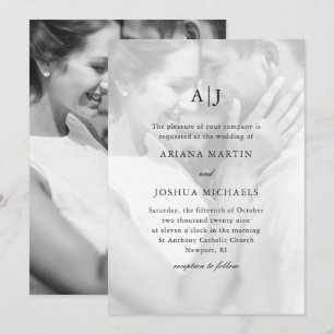 Einfache Zwei-Foto-Hochzeit mit Overlay Einladung