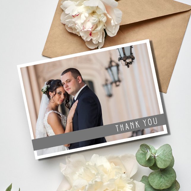 Einfache Zwei-Foto-Hochzeit Vielen Dank Dankeskarte (Simple Two Photo Wedding Thank You Card)