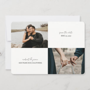 Einfache Zwei-Foto-Save-The-Date-Karte Save The Date