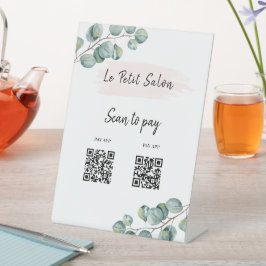 Einfache Zwei QR Codes scannen, um Eukalyptus-Salo Sockelschild