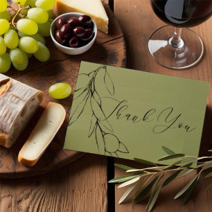 Einfache Zweigniederlassung aus Olive Green Olive Dankeskarte