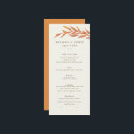 Einfache Zweigstelle für Herbsthochzeit Menükarte<br><div class="desc">Diese Hochzeit im Herbst Empfang-Speisekarte bietet einen leicht orangen, grünen Zweig, der Ihren Dinner-Menütext von elegant und leicht anzupassen Typografie Rahmen. Personalisieren Sie dieses Menü noch mehr, indem Sie die Hintergrundfarbe von einem weichen Elfenbein in die Farbe Ihrer Wahl ändern und dem Backer Ihr Lieblings-Verlobung-Foto hinzufügen für eine echte Einladung....</div>