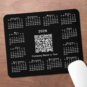 Einfacher 2026-Kalender-Geschäfts-QR-Code auf Schw Mousepad