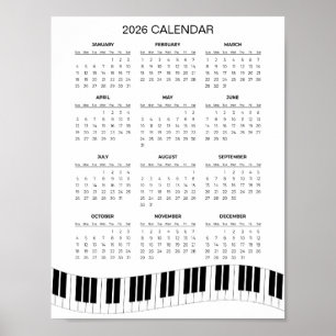 Einfacher 2026-Kalender mit Klaviertasten    Poster