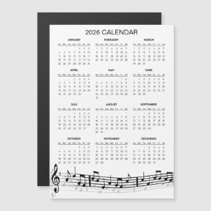 Einfacher 2026-Kalender mit Noten Magnet
