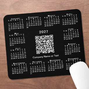Einfacher 2027-Kalender-Geschäfts-QR-Code Schwarz Mousepad