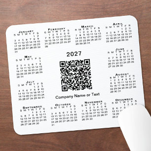 Einfacher 2027-Kalender-Geschäfts-QR-Code Weiß Mousepad