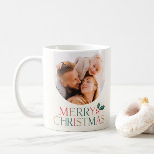 Einfacher 2-Foto-Torbogen Farbiger Frohe Weihnacht Kaffeetasse