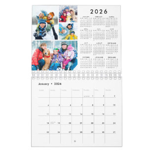 Einfacher 4 Fotos pro Monat 2026 Jahresübersicht Kalender