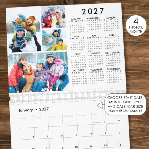 Einfacher 4 Fotos pro Monat 2027 Jahresübersicht Kalender