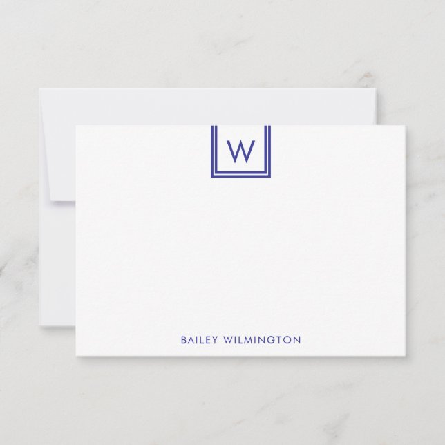 Einfacher Anfangsbuchstabe in Box Deep Blue Schrei Mitteilungskarte (Vorderseite)