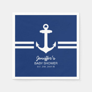 Einfacher Anker-Seestreifen-Babyparty Serviette