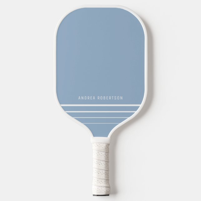 Einfacher Baby Blue & White Minimal Personalisiert Pickleball Schläger (Vorderseite)
