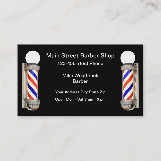 Einfacher Barber Shop Light Theme Visitenkarte (Vorderseite)