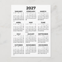 Einfacher Basis-Schwarz-Weiß-Kalender 2027 Minimal