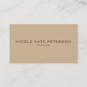 Einfacher beige Minimalistischer eleganter Berater Visitenkarte