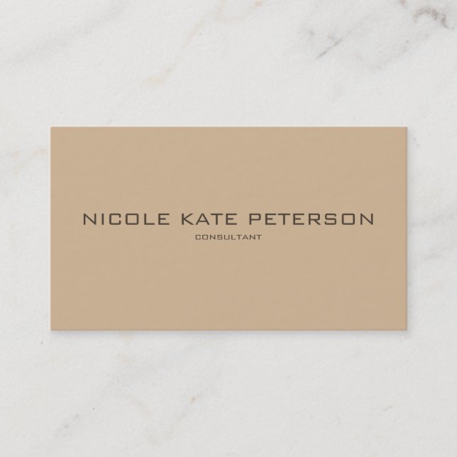 Einfacher beige Minimalistischer eleganter Berater Visitenkarte (Vorderseite)