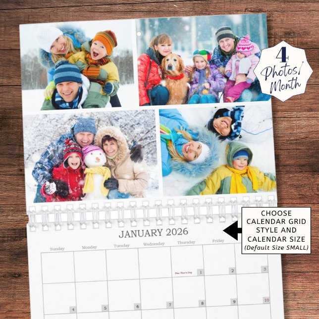 Einfacher benutzerdefinierter Fotocollage 4 pro Mo Kalender (Von Creator hochgeladen)