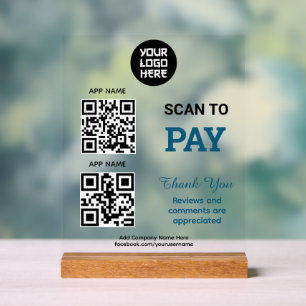 Einfacher benutzerdefinierter QR-Code-Zahlungs-Sca Acrylschild