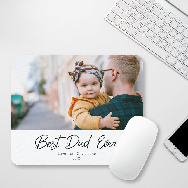 Einfacher bester Vater je ein Foto Mousepad (Easy Best Dad Ever One Photo Mousepad)