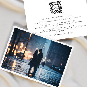 Einfacher Bilderrahmen QR CODE Hochzeit Termin mer Folieneinladung