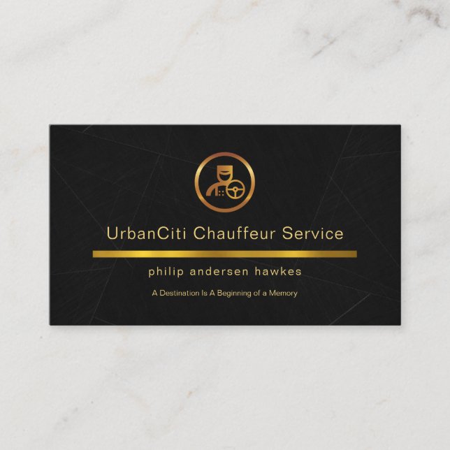 Einfacher Black Marble Gold Line Chauffeur Visitenkarte (Vorderseite)
