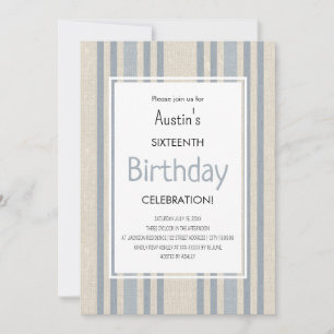 Einfacher blauer gestreifter Geburtstag Einladung