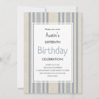 Einfacher blauer gestreifter Geburtstag Einladung