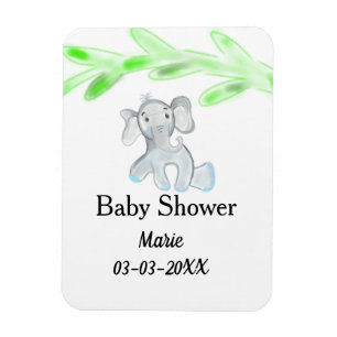 Einfacher blauer grauer Baby-Elefant Baby-Shower N Magnet