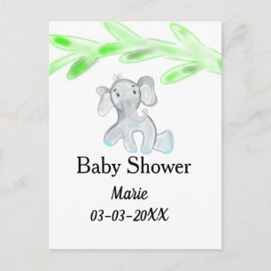 Einfacher blauer grauer Baby-Elefant Baby-Shower N Postkarte
