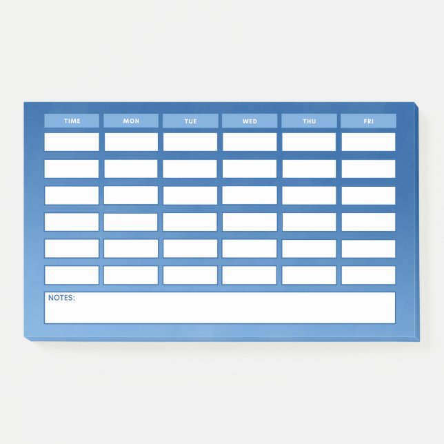 Einfacher blauer Ombre-Wochen-Schulplan Post-it Klebezettel (Vorderseite)