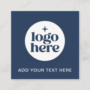 Einfacher blauer QR-Code Business-Logo Quadratische Visitenkarte