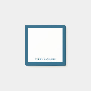 Einfacher blauer Rand moderner Name Post-it Klebezettel