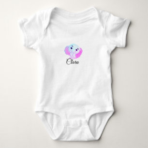 Einfacher blauer rosa Baby-Elefant Aquarell Name h Baby Strampler